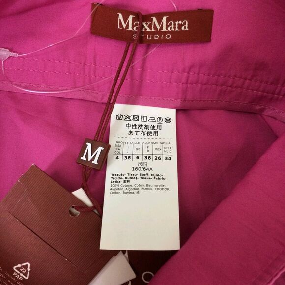Max Mara Studio Womens Argenta Cotton Trouser Pants Fuchsia Pink Size 4 NWT - Picture 6 of 13